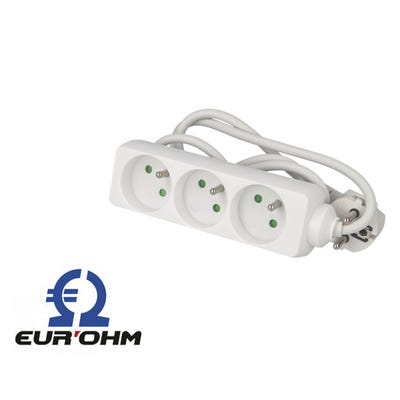 Multiprise 3 prises avec câble 1m sans interrupteur Eur'ohm ❘ Bricoman