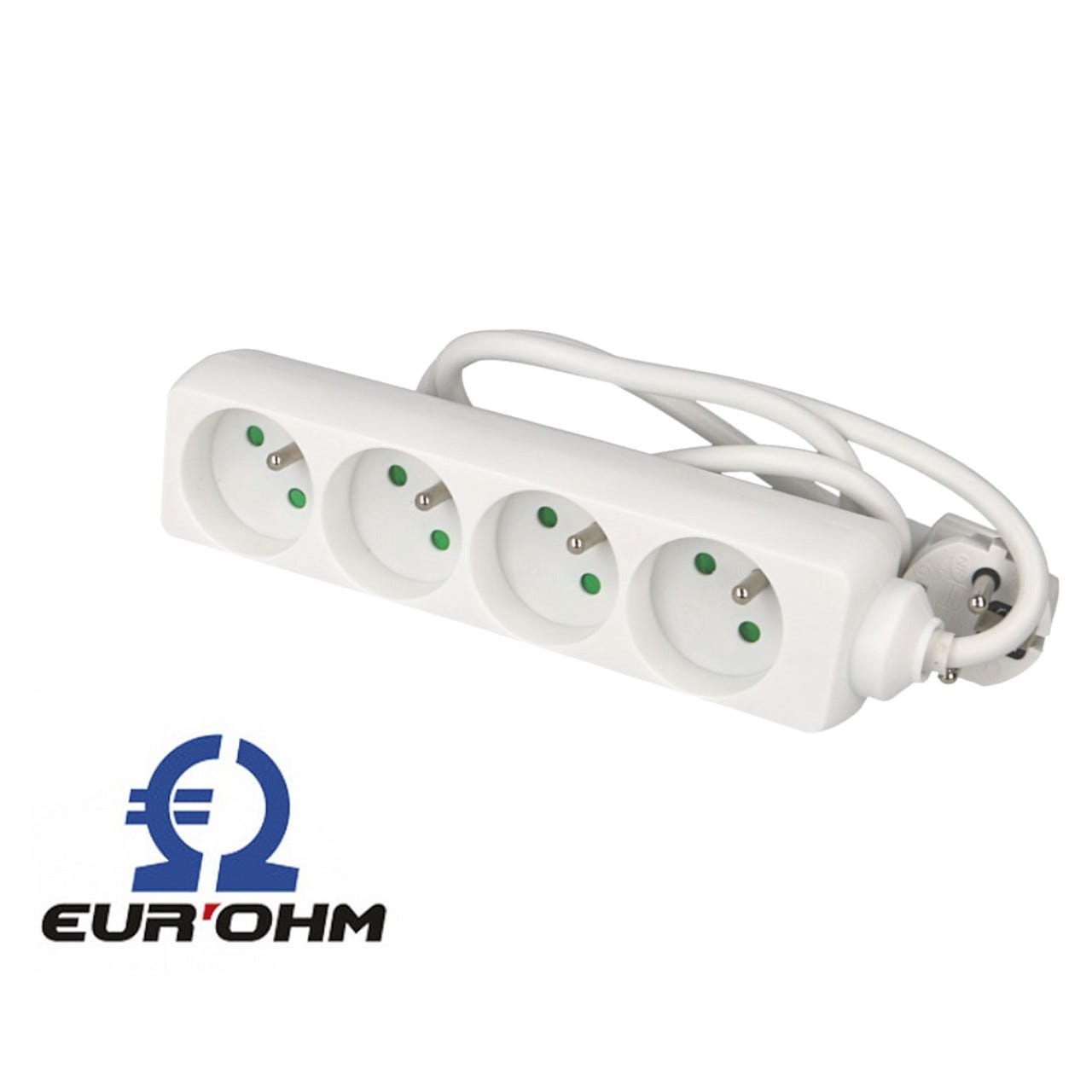 Multiprise 4 prises avec câble 1m sans interrupteur Eur'ohm 1