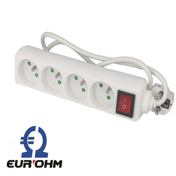 Multiprise 4 prises avec câble 1m avec interrupteur Eur'ohm ❘ Bricoman
