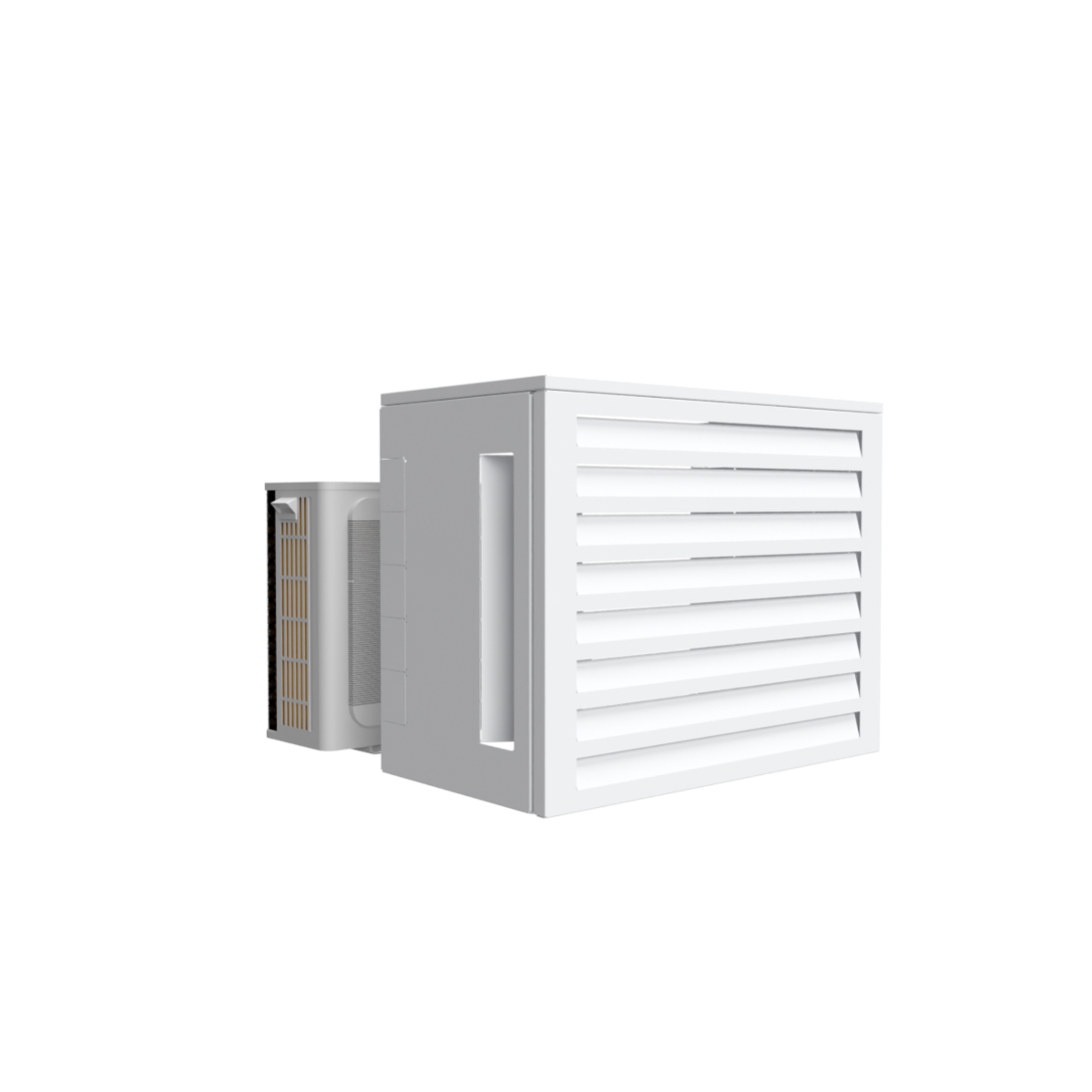 Cache climatisation design avec mousse acoustique intégrée | H. 80 x L. 100 x P. 54 cm | Blanc RAL9010 | Ref. HCI105HABL