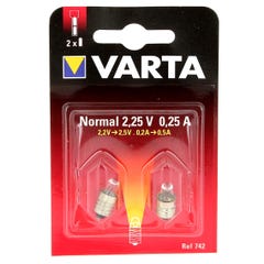 Ampoules 2,25v 0,25a par 2 v742 pour Lampe Varta 0