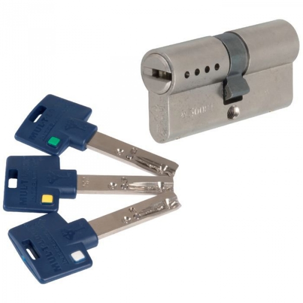 Cylindre 2 entrées varié nickelé - 55 x 45 mm - Interactive + - Mul-T-lock