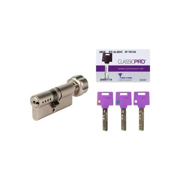 Cylindre à bouton Classic Pro - Laiton nickelé - Haute sûreté - Longueur 31 x B31 mm - Mul-T-lock