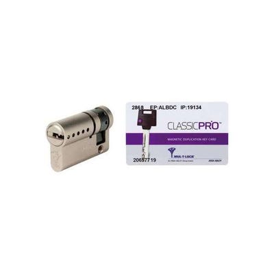 Demi-cylindre 2 entrées Classic Pro - Laiton nickelé - Haute sûreté - Longueur 40 x 10 mm - Mul-T-lock