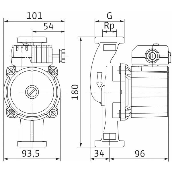 Circulateur pour eau chaude sanitaire Star-Z 25/2- Entraxe 180 mm - Mâle / Mâle - 1“1/2 - Wilo 1