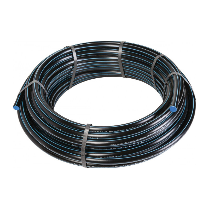 Couronne PE semi rigide NF 16 Bars bande bleu Ø32x3,0 - 100m