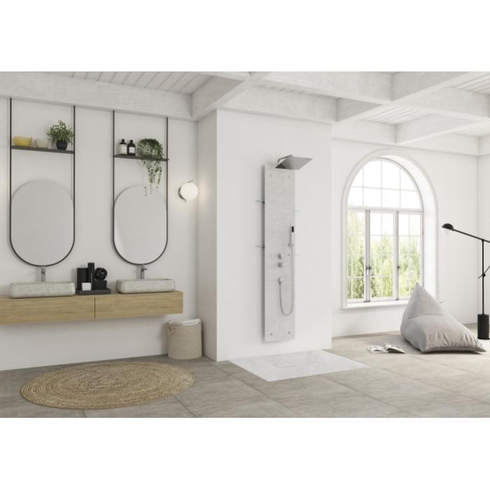 Colonne de douche Aquawall Pietra blanc thermostatique
