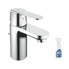 Mitigeur lavabo GROHE Quickfix Get Taille S avec tirette et vidage ouverture eau standard + nettoyant GrohClean 0