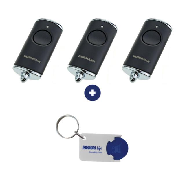 Lot de 3 télécommandes HÖRMANN HSE 1 BS + 1 porte-clés Domobip