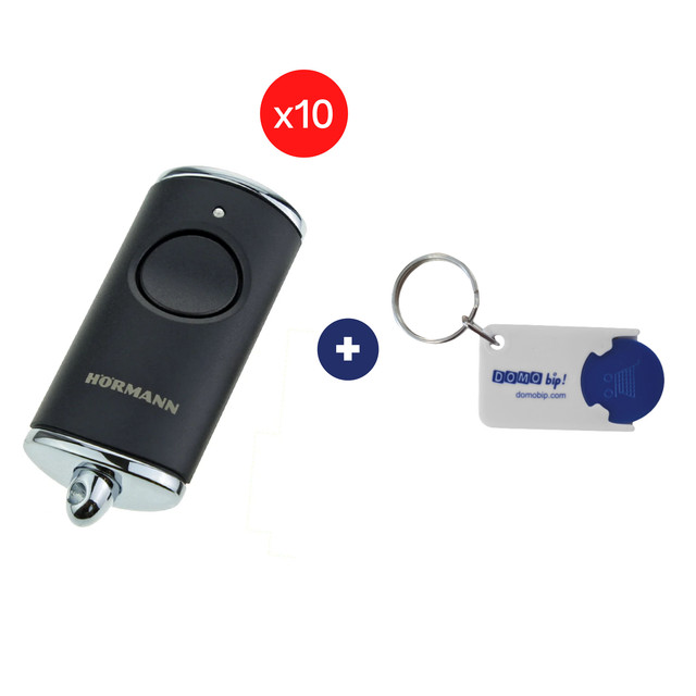 Lot de 10 télécommandes HÖRMANN HSE 1 BS + 1 porte-clés Domobip