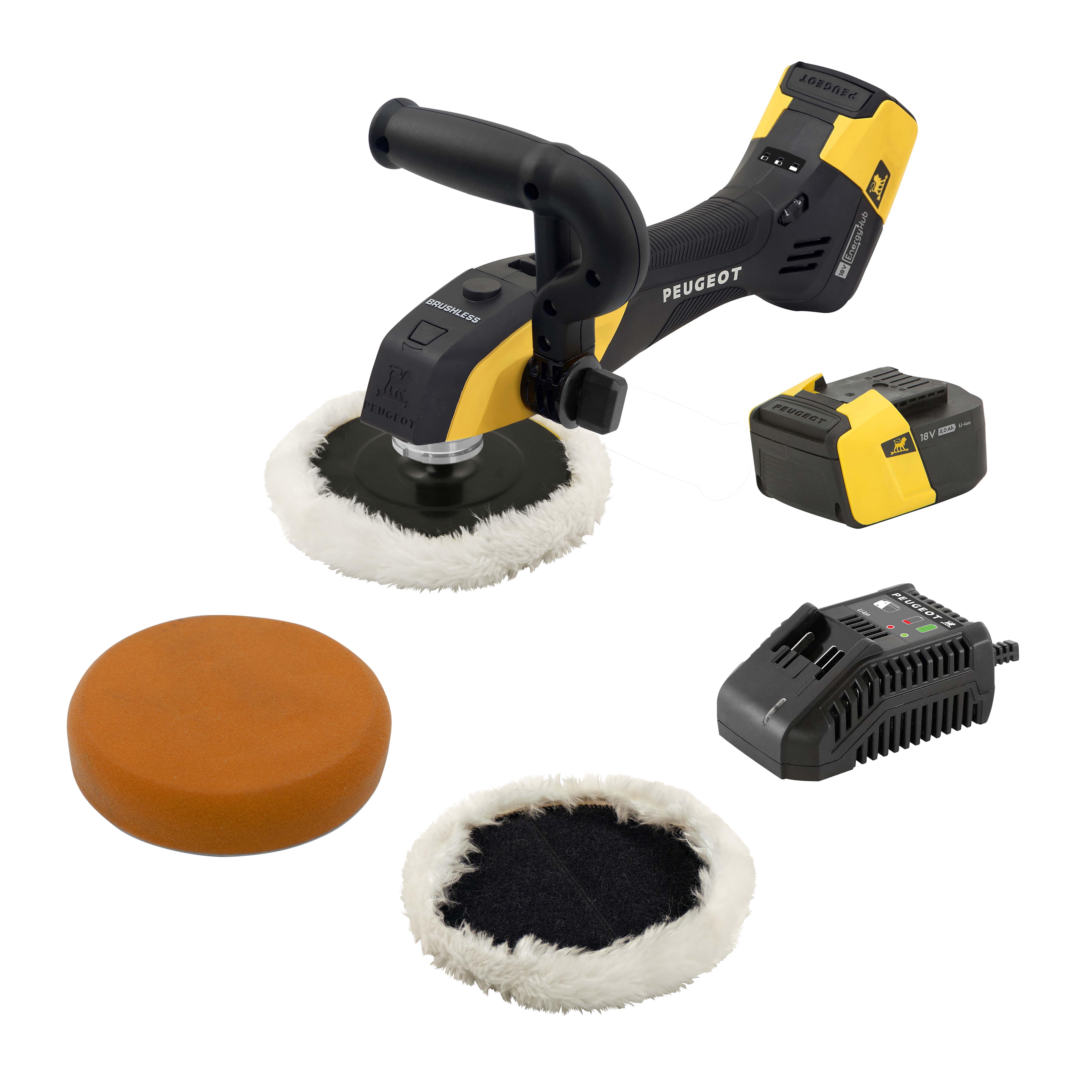 Lustreuse polisheuse BRUSHLESS 18V , vitesse variable, bonnette à lustrer et éponge Ø 150mm