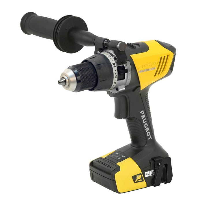 EnergyDrill-18VPBL2 - Perceuse BRUSHLESS percussion 18V 85N.m + 2 batteries 2,0+5,0Ah, chargeur et 32 forets - Garantie 3 ans, SAV++ Collect & Change 2