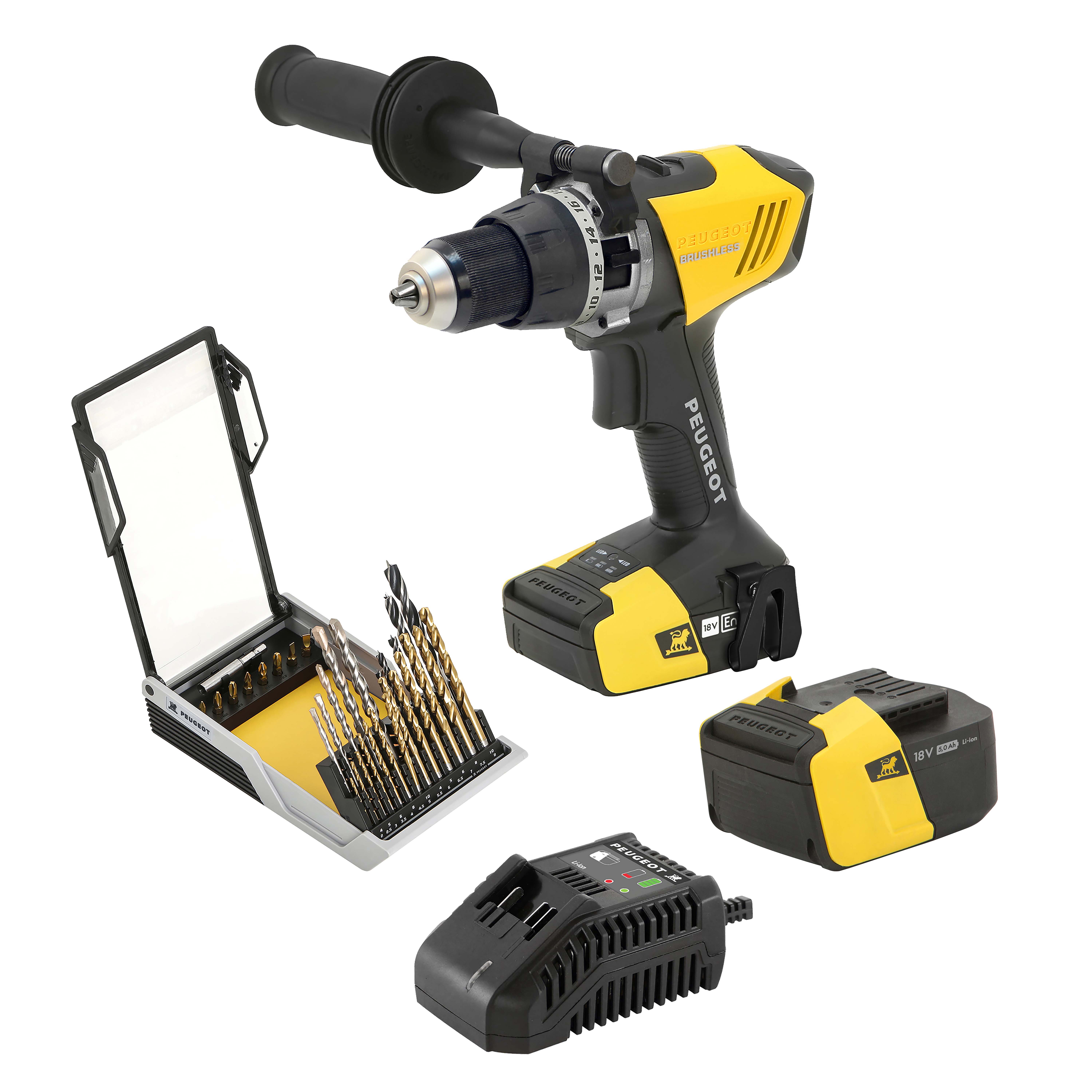 Perceuse BRUSHLESS à percussion 18V 85N.m avec 32 forets