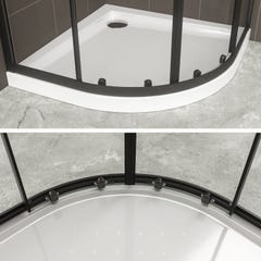 TIBYBLACK Cabine porte de douche coulissante H 190 cm 1/4 de cercle noir verre transparent 80 x 80 cm (sans receveur) 4