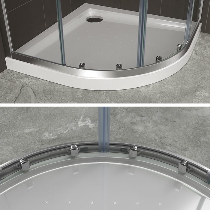 TIBY Cabine porte de douche coulissante H 190 cm 1/4 de cercle chromé verre transparent 80 x 80 cm + receveur inclus 4