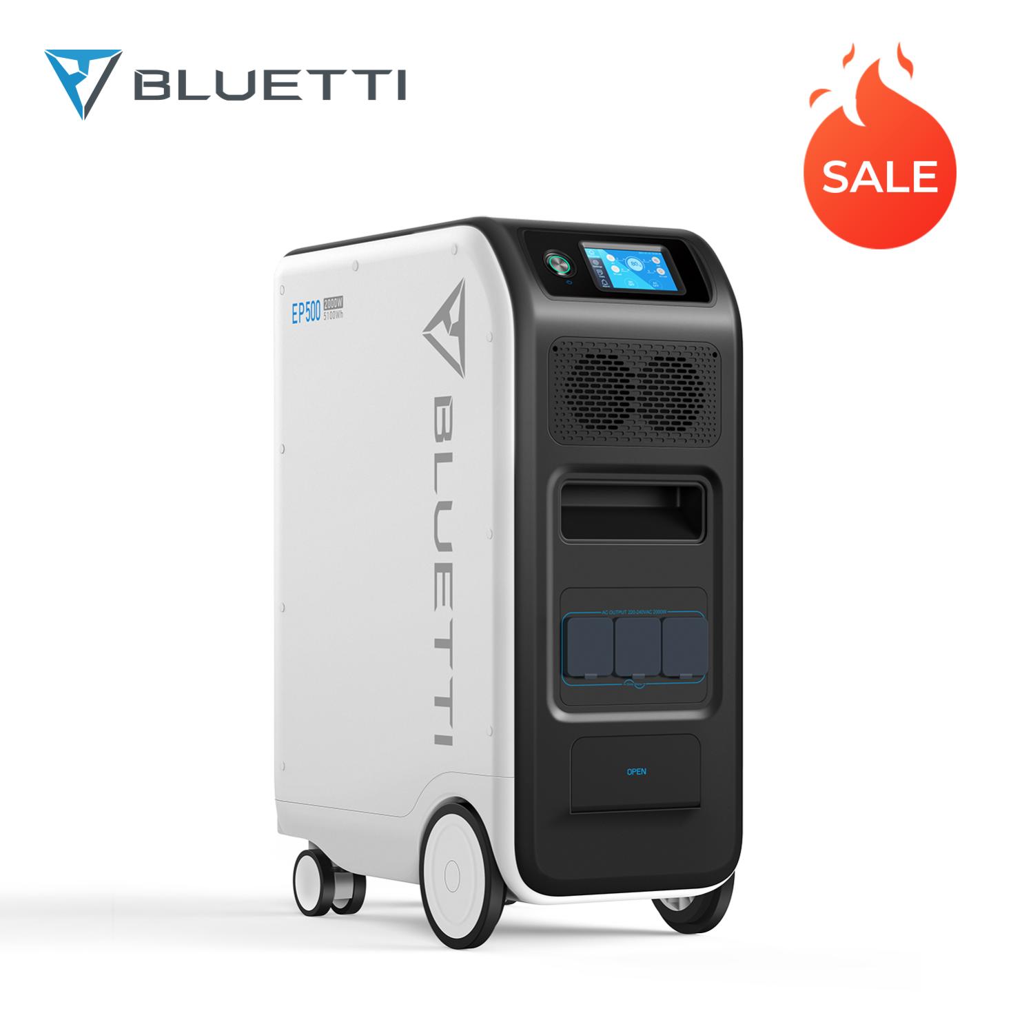 BLUETTI 5100Wh Groupe électrogène solaire domicile EP500 24/7 UPS Génerateur solaire Centrale électrique de secours 2000W pour réseau domestique