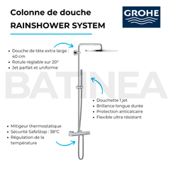 Colonne douche thermostatique GROHE Rainshower System 400 + Nettoyant GrohClean 2