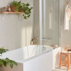 Tablier bain compatible toutes baignoires rectangulaires, installation angle, 180x90x60cm, Blanc Mat + Pare bain Malice Jacob Delafon 1