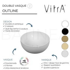 Lavabo double vasque à poser VITRA Outline, asymétrique - noir mat | Haut de gamme 4