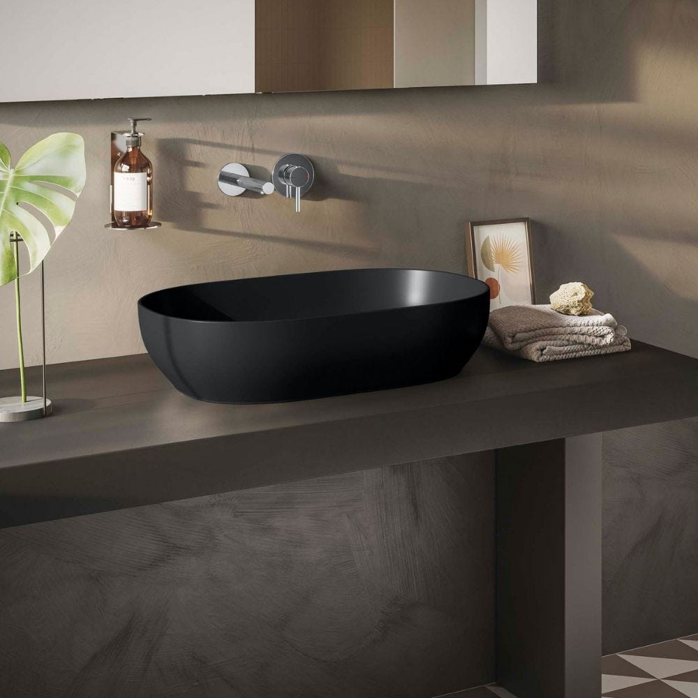 Lavabo double vasque à poser VITRA Outline, asymétrique - noir mat | Haut de gamme 1