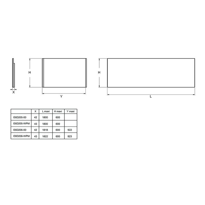 JACOB DELAFON Tablier frontal pour baignoire rectangulaire 180 x 90 x 60 cm installation angle Blanc mat 2