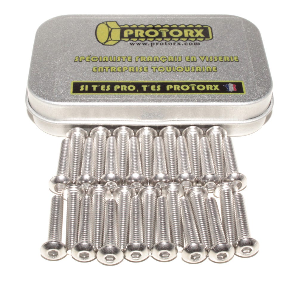 Vis Inox À Métaux Tête Bombee Six Pans Creux M4 x 20mm : Boite 30pcs (TBHC) | Hexagonale Cylindrique - Acier Inoxydable Metal A2 | PROTORX 0