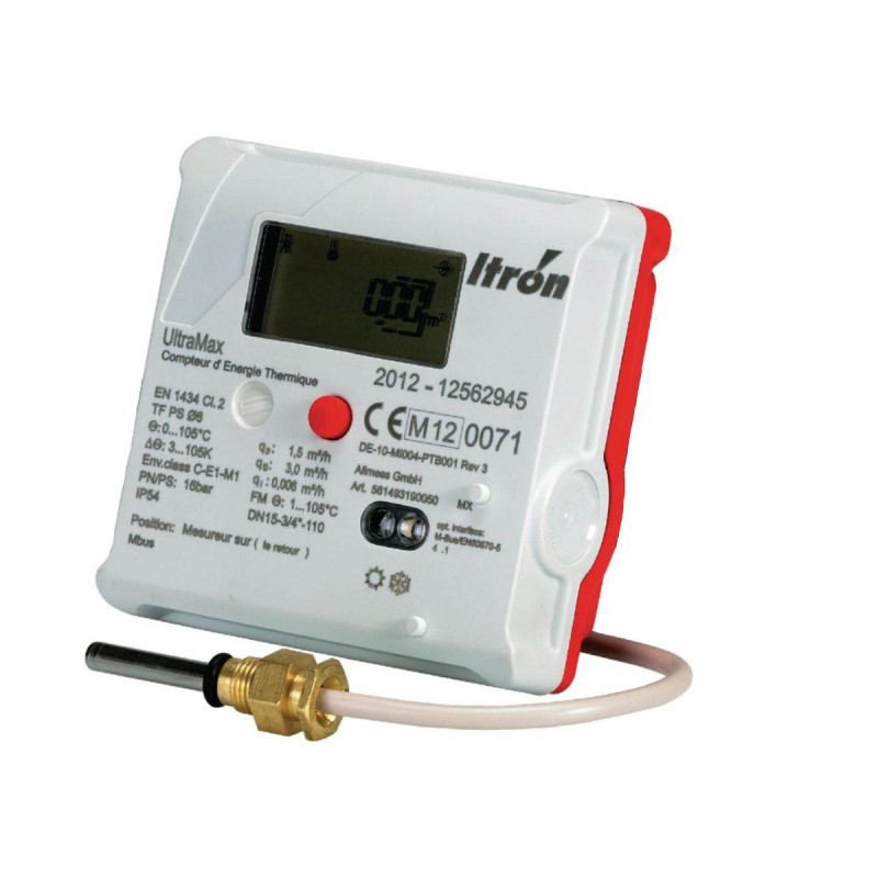 Compteur énergie thermique ultrason Ultramax - Calibre 15 - 20 x 27 - Débit 3 m³/h