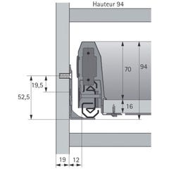 Kit tiroir coulissant - hauteur 94 mm - arcitech - Décor : Argent - Longueur : 450 mm - HETTICH 4