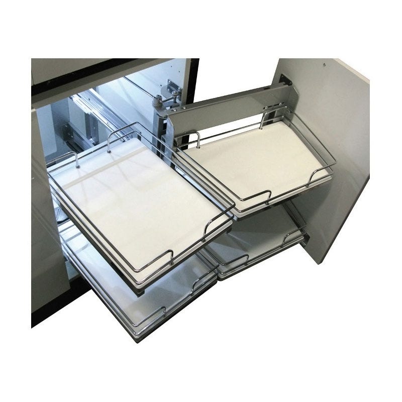 Ferrure d'angle smart corner extractible - Décor corbeille : Blanc / Fil chromé - Matériau : Mélaminé / Acier - Sens : 1