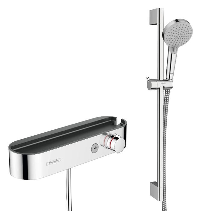 Hansgrohe ShowerTablet Select Set Mitigeur thermostatique douche + Douchette 105mm 2 jets + Barre 65cm, Chrome 0