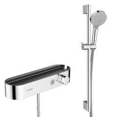 Hansgrohe ShowerTablet Select Set Mitigeur thermostatique douche + Douchette 105mm 2 jets + Barre 65cm, Chrome