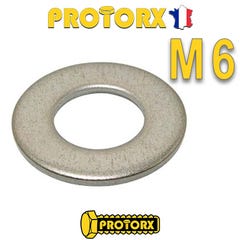 RONDELLE Plate MOYENNE M6 x 50pcs | Diam. int = 6,4mm x Diam. ext = 14mm | Acier Inox A2 | Usage Exterieur-Intérieur | Norme NFE 25514 | PROTORX 0