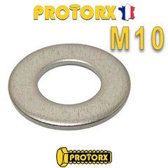 RONDELLE Plate MOYENNE M10 x 5pcs | Diam. int = 10,5mm x Diam. ext = 22mm | Acier Inox A2 | Usage Exterieur-Intérieur | Norme NFE 25514 | PROTORX 0