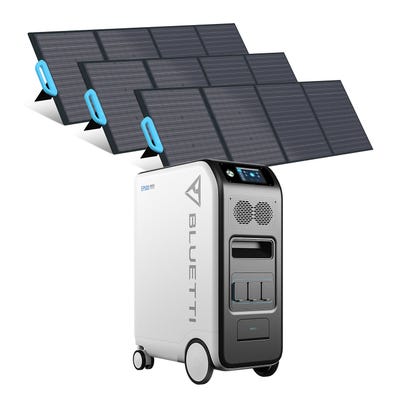 BLUETTI Kit de générateur solaire 5100Wh avec 3 panneaux solaires de 200 W groupe électrogène solaire station énergie mobile et domestique extensible