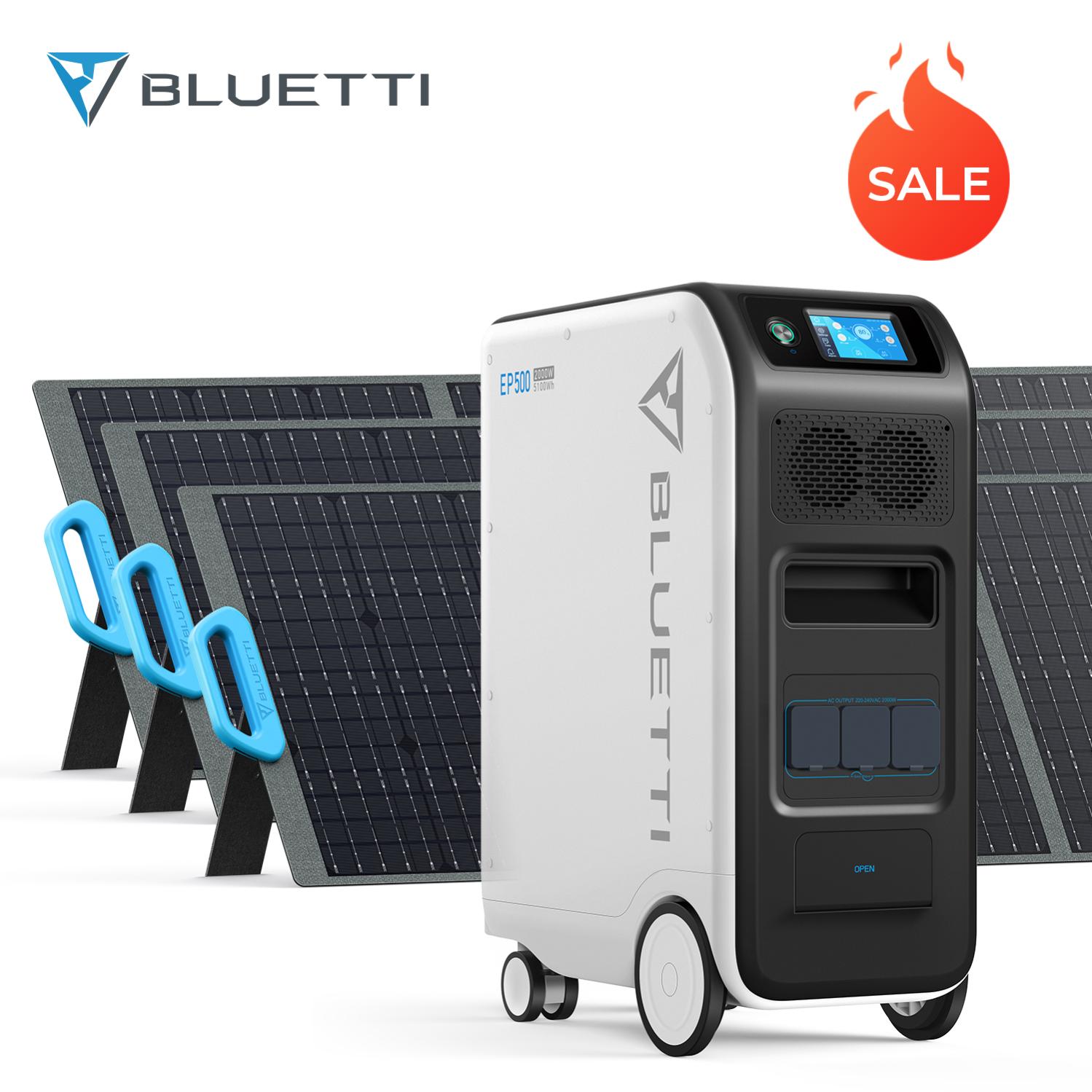 BLUETTI Kit de générateur solaire 5100Wh avec 3 panneaux solaires de 200 W groupe électrogène solaire station énergie mobile et domestique extensible