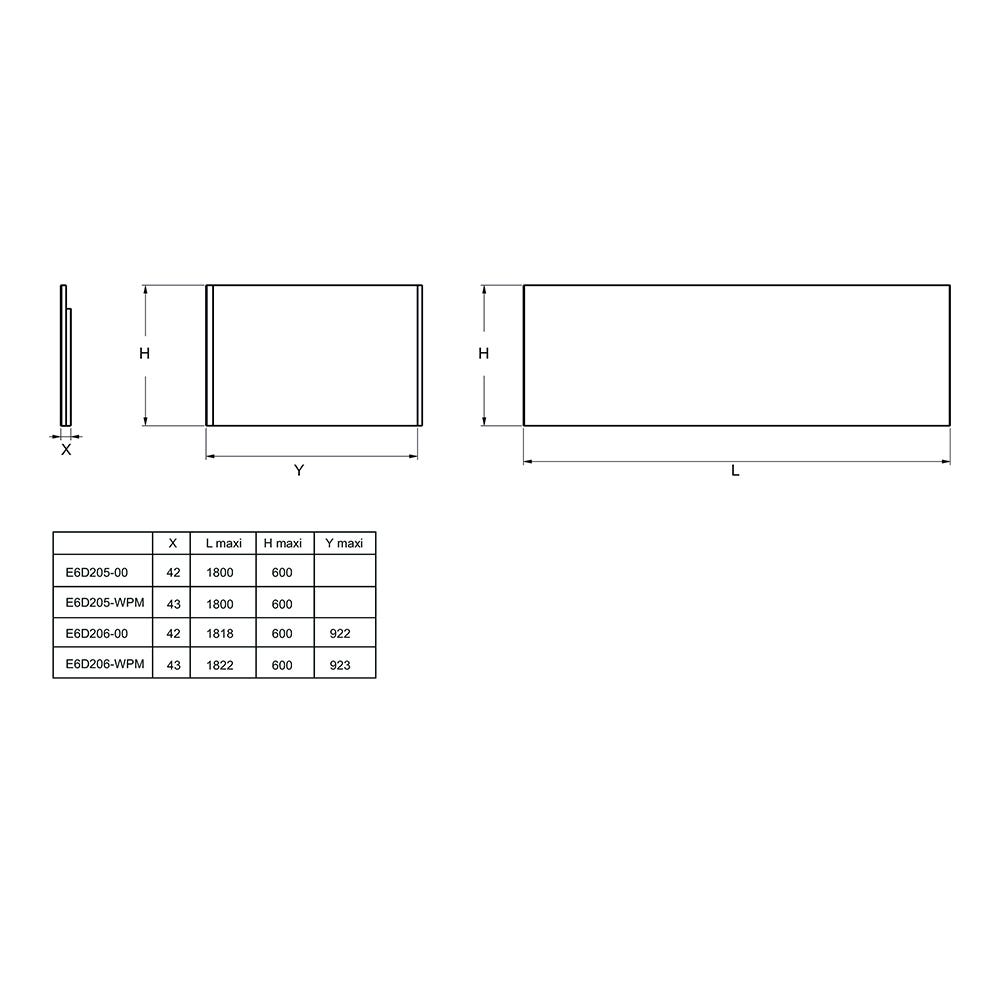 JACOB DELAFON Tablier frontal blanc mat pour baignoire rectangulaire 180 x 60 cm installation niche 1