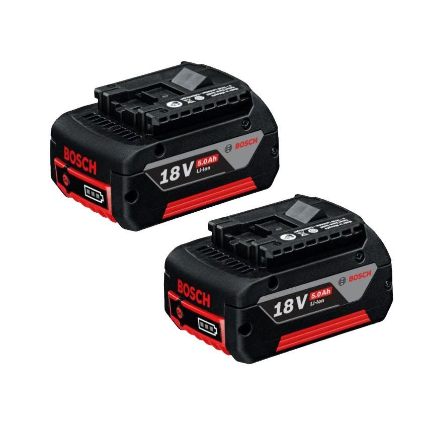 Pack de 2 batteries Lithium GBA 18V 5.0 Ah en boîte carton - BOSCH 0