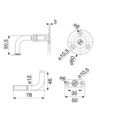 Support de rampe à visser coudé réglable de 84 à 94 mm - TORBEL - 9930041 1
