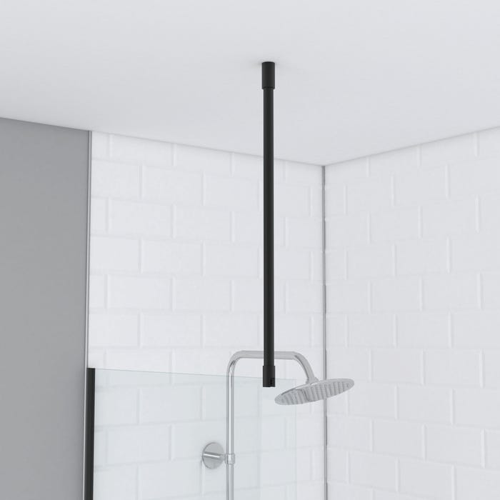 Barre de fixation plafond pour douche a l'italienne laque NOIR MAT - 60cm RECOUPABLE 0