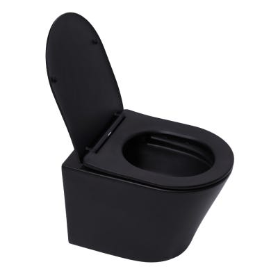 Geberit Pack WC bati Duofix + WC sans bride SAT Infinitio Noir mat + Abattant frein de chute + Plaque Noire (BlackInfinitioGeb-7) 1