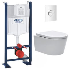 Grohe Pack WC Rapid SL autoportant + WC sans bride SAT, fixations cachées + Plaque Nova 0