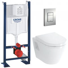 Grohe Pack WC Bâti Autoportant Rapid SL + WC Vitra Integra + Abattant en Duroplast + Plaque chrome mat 0
