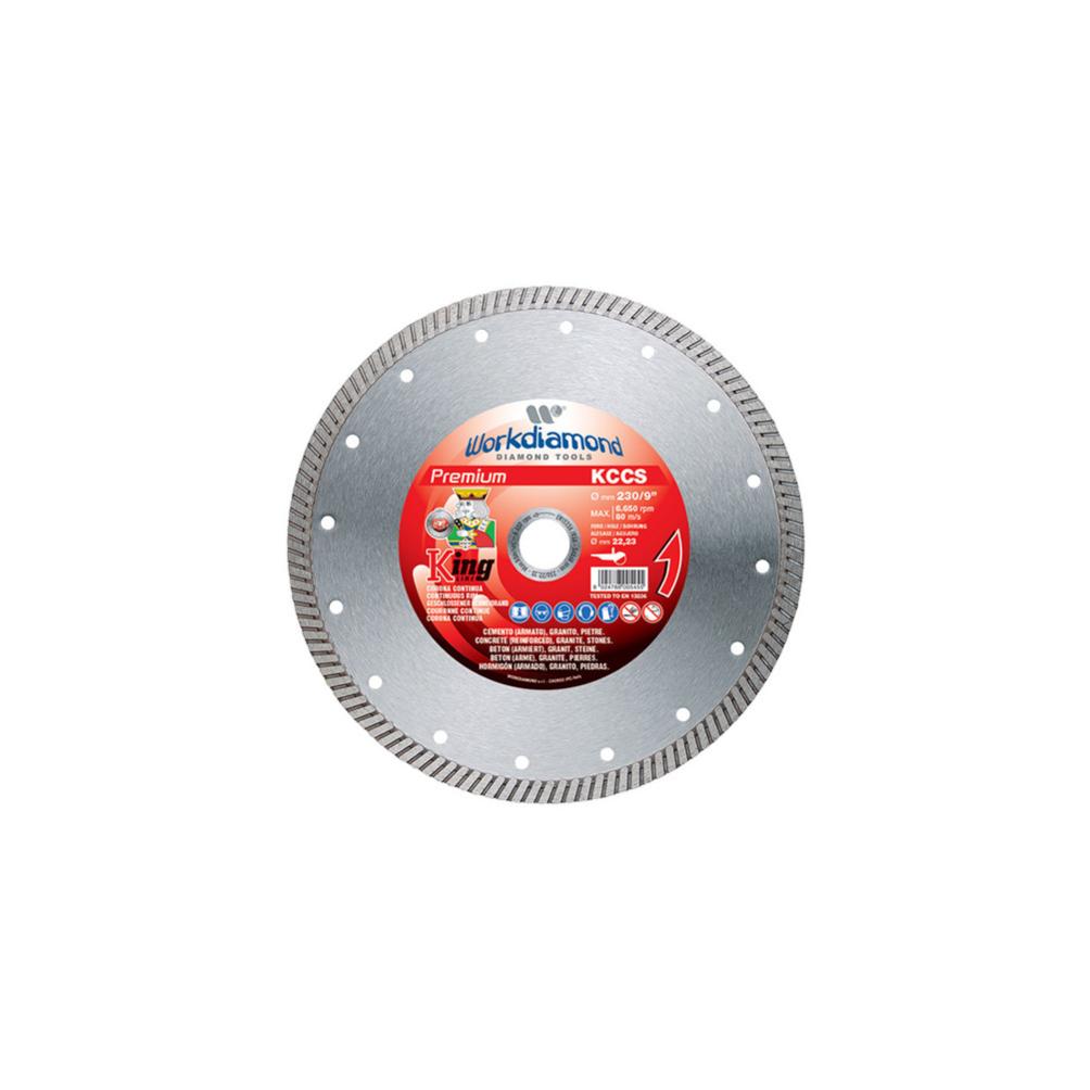 Disque diamant à jante continue cannelée KCCS - D. 125 x Al. 22,23 x H. 10 mm - Béton armé / Granit / Pierre
