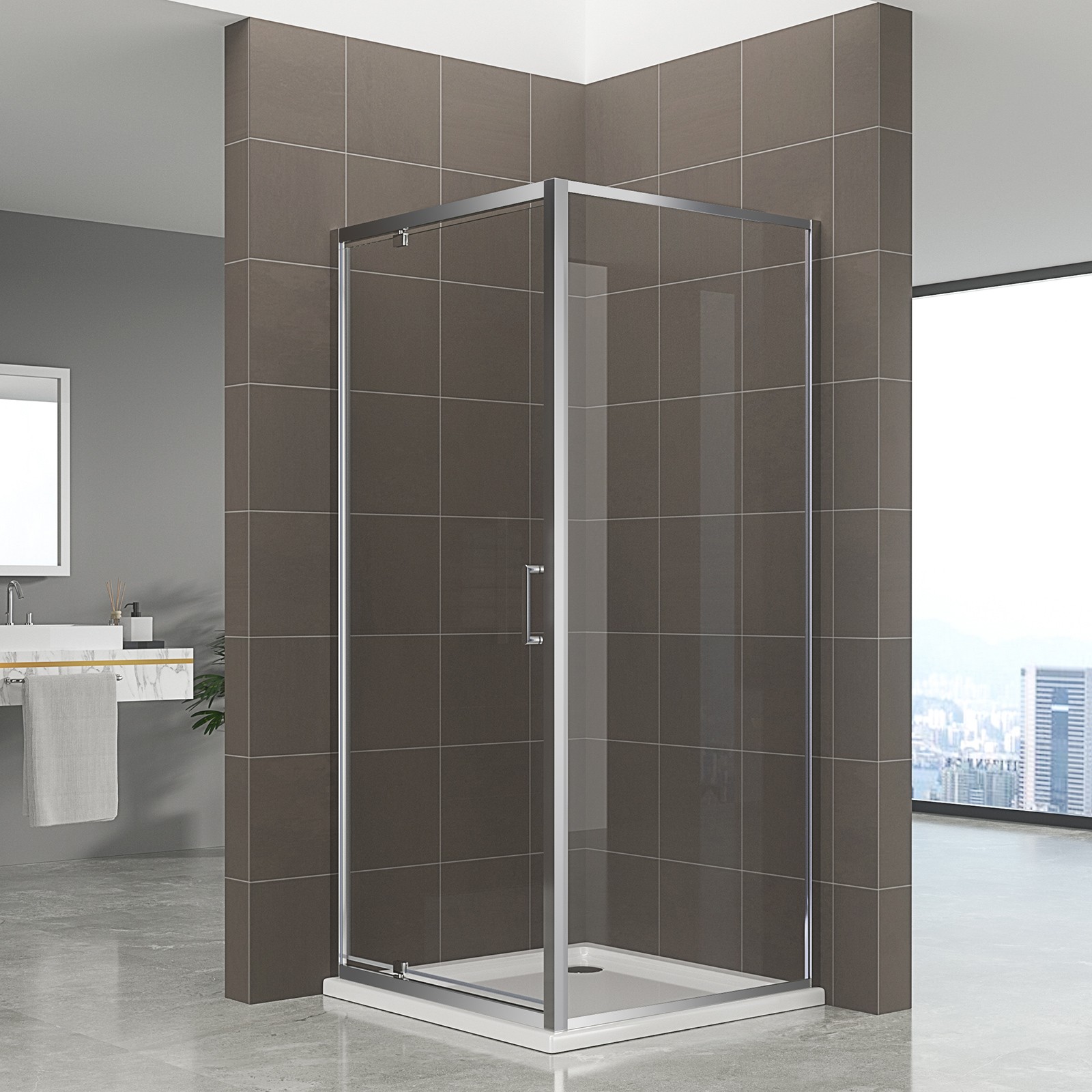IBEA Cabine de douche H. 190 cm porte pivotante verre 6 mm transparent 70 x 90 cm (porte 70)