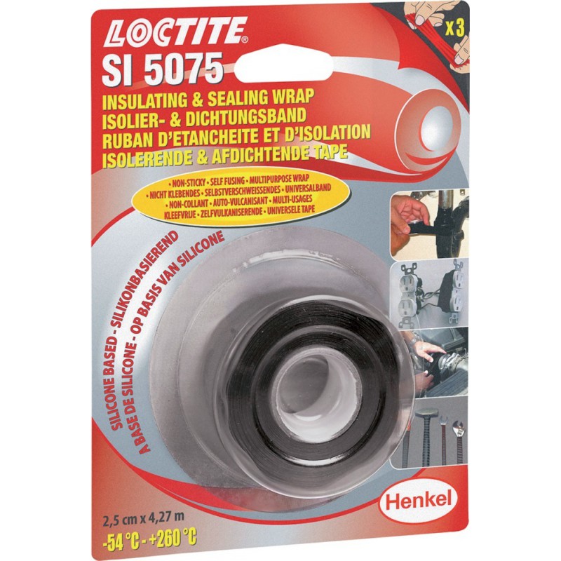 Ruban étanchéité et isolation LOCTITE SI 5075 - 2,5cm x 4,27m noir BL (Par 10)