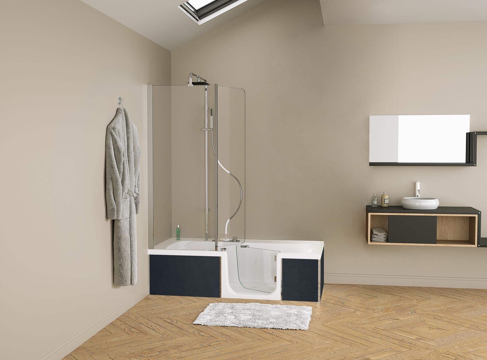 Tablier frontal KINEWALL Design gris ASPECT BOIS POUR DUO 170 DIMENSION FIXE