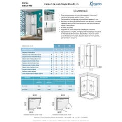 Cabine de douche complète prête à poser EDEN Plus porte pivotante roulettes métal receveur de douche 1/4 de rond 80x80 hauteur 9 cm 1