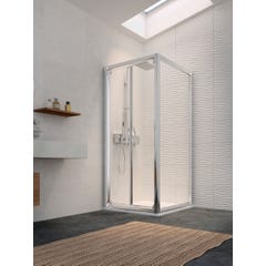 Paroi de douche fixe TONGA Classic pour montage en angle avec paroi CORAIL largeur réglable 87/89 profilé chromé verre transparent