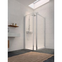 Paroi de douche fixe HAWAI Classic montage uniquement avec porte de douche BORA largeur réglable 97-99 profilé chromé verre transparent