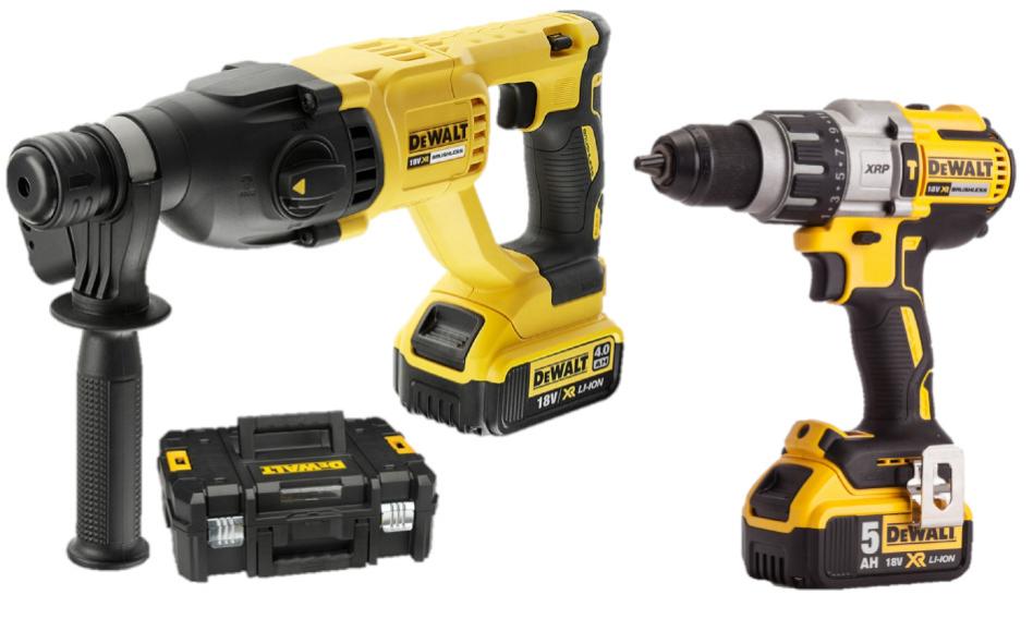 Pack de 2 outils 18V (DCD996/DCH133) + 2 batteries 5 Ah + chargeur + coffret TSTAK - DEWALT